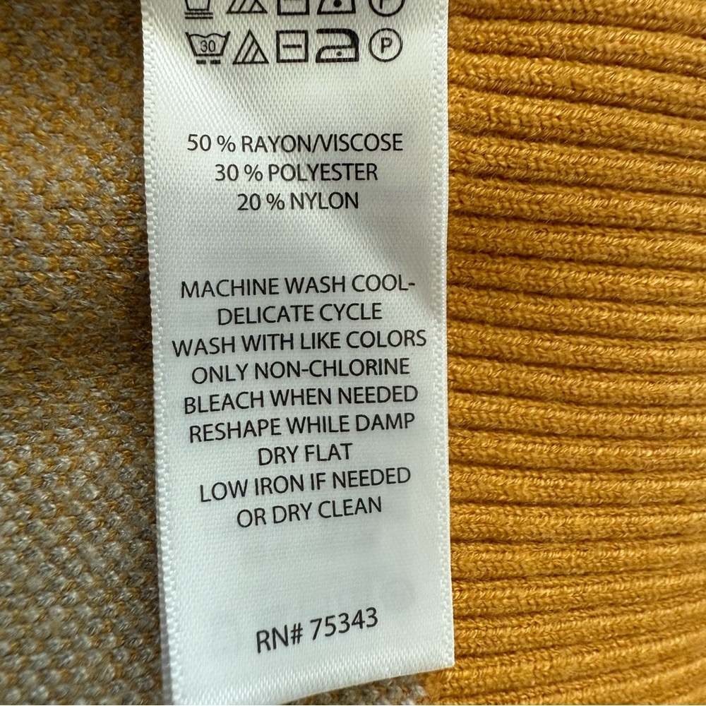 RACHEL Rachel Roy Mustard‎ Yellow Plaid Hooded Knit Sweater Size M Cottagecore - Picture 8 of 8